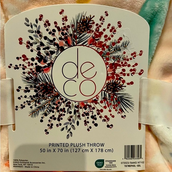 Deco Pastel Pink Plush Christmas Tree Blanket / Throw - Picture 2 of 3